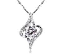B.Catcher Women Necklace, Sterling Silver Necklace with 5A Cubic Zirconia, 20mm*12mm Pendant, Delicate & Sparkling, Ideal for Parties, Weddings & Gifting, for Wife, Mom, Girlfriend, Daughter, Friend