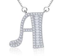 B.Catcher Women Necklaces Cubic Zirconia Jewellery, Initial Pendant S925 Sterling Silver Alphabet Necklace(Letter A)