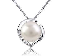 B.Catcher Women's 925 Sterling Silver Pearl Necklace You Are the Light of My Eyes - Natural Freshwater Pearl Setting, for Valentine's Day/Weddings/Anniversaries