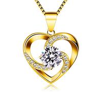 B.Catcher Women's Necklace, 925 Sterling Silver, Gold-plated, Heart-shaped Necklace, Set with 5A Cubic Zirconia,Nickel-Free, Gift for Mother's Day/Valentine's Day/Birthday/Back to School, 45cm