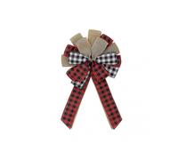 (B) Christmas Bow Hand-Woven Plaid Bowknot Decor Xmas Tree Topper Gift Box Wreath Bow Ornaments Home Party Supplies for Front Door Wall
