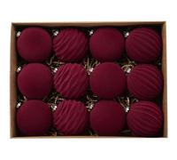 (B) Christmas Decoration 8cm Flocking Ball Dark Velvet Ornaments - 12pcs for Xmas Tree, Winter Theme Party, Outdoor Decor