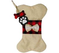 (B) Christmas Decorations Hanging Ornament Christmas Tree Decorations Christmas Stocking Dog Paw Plaid Gift Bag Stocking Candy Bags Hanging Ornaments for