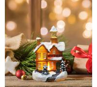 (B) Christmas Holiday Decorations Sale Resin Christmas Scene Village House Town With Warm White LED Lights Battery Operated Christmas Decorations for New