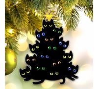 (B) Christmas Ornament Decorations Exaggeration Christmas Cats Tree Expression Pendant Holiday Christmas Tree Car Acrylic Handicraft Ornament Pendant Deco