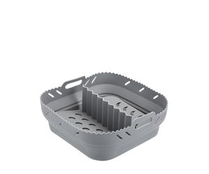 B&Co Square Silicone Air Fryer Liner with Divider, Non-Stick, Reusable & Dishwasher Safe for Easy Cooking Grey