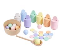 (B) Color Sorting Sensory Toys, Wood Color Matching Toys Educational Sorting Games, Rainbow Balls Cups, Interactive Counting Toddler Games Preschool