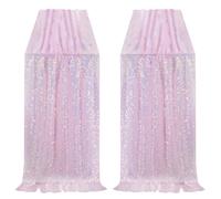 B-COOL 10ft Iridescent Pink Table Runner 2pcs 27X120inch Mermaid Sequin Table Runners for Valentine's Day Girls Mermaid Baby Shower Birthday Party Wedding