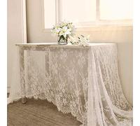 B-COOL 2 Pieces Lace Tablecloth 60 x 120 Inch Wedding Rectangle Overlay for Tables Rustic Vintage White Table Cover