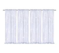 B-COOL 4 Panels Laser Silver Sequin Backdrop Curtains 2ftx8ft Disco Party Backdrop Fabric for Party New Year Birthday Ceremony Backgroumd Decorations