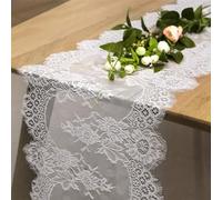 B-COOL 5 Packs Lace Table Runner 14x120 Inch Rustic Wedding White Table Runners for Rectangle Table Vintage Hollow Lace Floral Outdoor Fall Thanksgiving Table Decoration