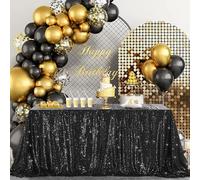 B-COOL 60x102-inch Black Sequin Tablecloth Seamless Glitter Tablecloth Wedding