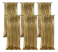 B-COOL Black Gold Sequin Backdrop 2ftx8ft Birthday Party Backdrop Curtains 6 Panels Photo Background Disco Party Backdrop Decorations