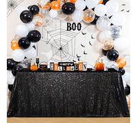 B-COOL Black Sequin Tablecloth Halloween Shimmer Tablecloth 50x80-inch Rectangular Table Overlays for Wedding Birthday Party Prom Table Decorations