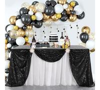 B-COOL Black Sequin Tablecloth Halloween Shimmer Tablecloth 50x80-inch Rectangular Table Overlays for Wedding Birthday Party Prom Table Decorations