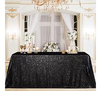 B-COOL Black Sequin Tablecloth Halloween Table Overlays Shimmer Table Cloth 90x90-inch Square Halloween Decoration Popular and Elegant Wedding Tablecloth