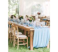 B-COOL Blue Table Runner for Chiffon Table Runners 2 Pieces 27x120 Inches Long Sheer Fabric for Easter Wedding Boho Christmas Fall Baby Shower Decorations