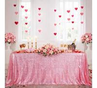 B-COOL Bright Sequin Tablecloth Fuchsia Pink Rectangle for Party Dinner Banquet Festival Wedding Anniversary Exhibition Dessert Table 60x102inches