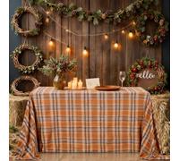 B-COOL Buffalo Checkered Tablecloth Fabric - Rectangle Plaid 56x120 Inch Fall Themed Thanksgiving Day Table Cloth for Indoor Outdoor Use - Harvest Table Cover for Kitchen, BBQs, Halloween