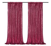 B-COOL Burgundy Sequin Backdrop Curtains 2 Packs 2ftx8ft Sparkle Backdrop Fabric Glitter Backdrop for Party Ceremony Wedding Birthday Decoration