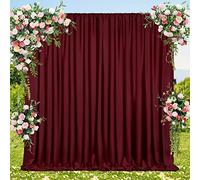 B-COOL Burgundy Wall Backdrop Polyester Curtain Panel Drapes Romantic Stage Fabric 10x8ft for Home Party Backdrop