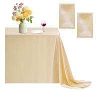 B-COOL Champagne Satin Tablecloth: 57x120inch 2 Pack Romantic Champagne Party Tablecloth Rectangle Table Overlays for Wedding Ceremony