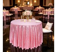 B-COOL Fuchsia Pink Round Tablecloth - 120 Inch Sequin Tablecloth Glitter Table Covers for Wedding Banquet Dining Birthday Halloween Christmas Party Table Decoration