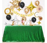 B-COOL Green Tablecloth Green Sparkle Tablecloth 8.5ft Sequin Table Cloth Shimmer Fabric for Bridal Baby Shower Decorative St. Patrick's Day Buffet Parties,60x102inch