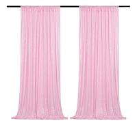 B-COOL Pink Sequin Backdrop 2ftx8ft Sparkly Backdrop Curtains 2 Panels Sequin Curtain Fabric Drapes for Girls Birthday Holiday Sweetheart Baby Shower Party Decoration