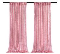 B-COOL Pink Sequin Curtains Fuchsia Glitter Backdrop Curtain Panels 2 Panels 2FTx8FT Backdrop for Baby Shower Wedding Girls Party Sweetheart Birthday Decorations