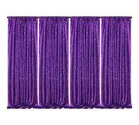 B-COOL Purple Sequin Backdrop Curtains 4 Packs 2ftx8ft Sparkle Backdrop Fabric Glitter Backdrop for Party Ceremony Wedding Birthday Decoration