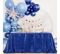 B-COOL Rectangle Tablecloth Blue Sequin Tablecloth Glitter Fabric 6ft Long Table Cloth for Wedding Party Dining Banquet Independence Day Tablecloths Decoration, 60x102 inch