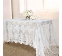 B-COOL Rustic Vintage Lace Tablecloth 60x120 White Floral Table Cloths Baby Shower Chic Embroidered Rectangle Table Decorations
