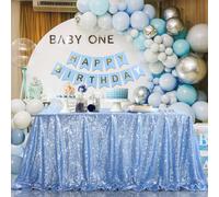 B-COOL Sequin Tablecloth 60x102 Inch Birthday Tablecloth Baby Blue Rectangle Shimmer Durable Wedding Party Restaurant Bridal Shower Everyday Use