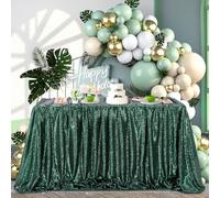 B-COOL Sequin Tablecloth Sparkle Wedding Tablecloths for Round Table Emerald Green Sequence Table Skirts Cloths Christmas St. Patrick's Day Parties 90x132 Inch