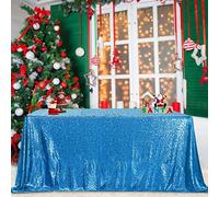 B-COOL Sequined Tablecloth Sparkle Tablecloth Holiday Overlay Drapes Mermaid Theme Decorations Reception Birthday Parties 90x132 Inch Table Cloth for Cakes