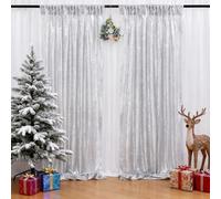 B-COOL Silver Sequin Backdrop Curtains 2 Panels 2ftx8ft Halloween Sequin Curtain for Background Silver Drapes for Birthday Party Baby Shower Photography Decorations