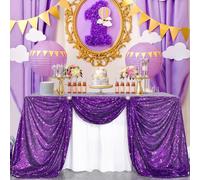 B-COOL Sparkly Table Cloth Halloween Sequin Tablecover Party Table Overlay Bridal Shower Decorations Christmas Rectangular 50x80 Inch
