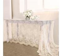 B-COOL Vintage Lace Tablecloth Rectangle 60x120 Inches Long Embroidered Ivory Table Cloths for Parties Wedding Reception Home Decorations