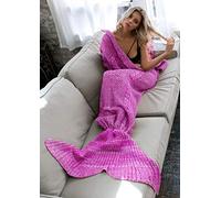 B-Creative Adult Kids Fish Scale Mermaid Tail Blanket Handmade Knit Sofa Crochet Quilt Rug (#18 / ONE SIZE)