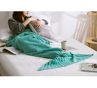 B-Creative Adult Kids Fish Scale Mermaid Tail Blanket Handmade Knit Sofa Crochet Quilt Rug (#20 / ADULT 80 X 180)