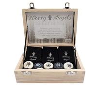 B-Creative Black Worry Angel Stone In Velvet Pouch. Fantasy/Myth Coping for Anxiety Gift