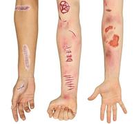 B-Creative Fake Zombie Scars Burns Cuts Stitches Wounds Tattoos Make Up Halloween Accessory (Cuts)