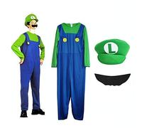 B-Creative Mens Adult Super Mario and Luigi Bros Plumber Fancy Dress Outfit Halloween Costume UK (Small)