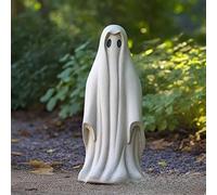 (B) Cute White Ghost Garden Sculpture Delightful Resin Outdoor Decoration For Halloween Celebrations