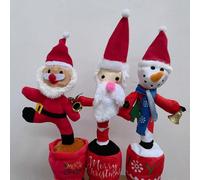 (B) Dancing Santa Electric Doll Sand Sculpture Toys Will Learn To Talk And Sing Christmas Snowman Usb Models