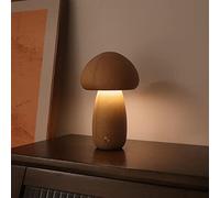 B Dimmable Mushroom Bedside Table Lamp, USB Rechargeable Small Nightstand Desk Lamp, Wooden Mushroom Night Lamp Decor for Bedroom Home Decor