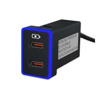 B&DOG XSIN Car Charger for Toyota USB C Dual Port Charger PD 3.0 Type C Fast Charging with LED Light Show,Compatible with Smart Phone,Tablet,and More. (Blue 1.3x0.9inch