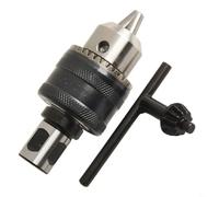 B, Drill Chuck Set with 3/4 Inch Shank Adapter for B16 Taper Thread 1/2-20UNF, 3-Piece Kit with Key Wrench, 1.5-10mm / 1.5-13mm / 3-16mm Jaw Range, Steel Construction