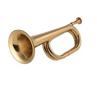 B-flat Bugle Horn, Gold-Plated Brass Trumpet, For School Band, Military, Scouts & Beginners with Mouthpiece - Portable Cavalry Bugle